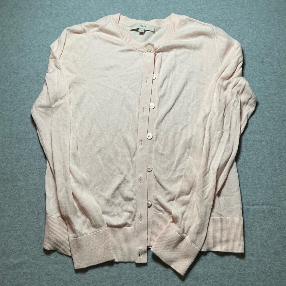 LOFT Light Pink Button-Up Cardigan